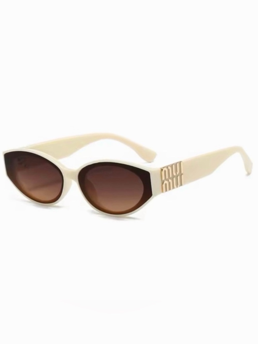 New Cream Cat-Eye Sunglasses with Brown Gradient Lenses